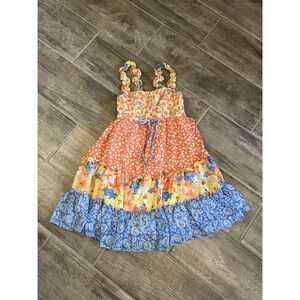 Jona Michelle Girls Floral Dress Ruffle Tiered Sleeveless Summer Size 8